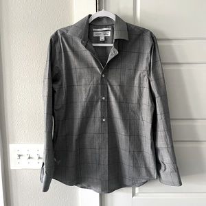 Men’s Plaid Grey Dress Shirt